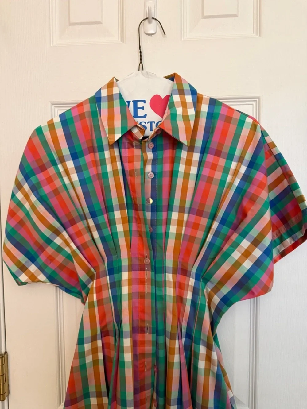Anthropologie THE TOBIE BUTTON-FRONT PLEATED SHIRT DRESS BY EXQUISE Plaid XXSP - Picture 4 of 9